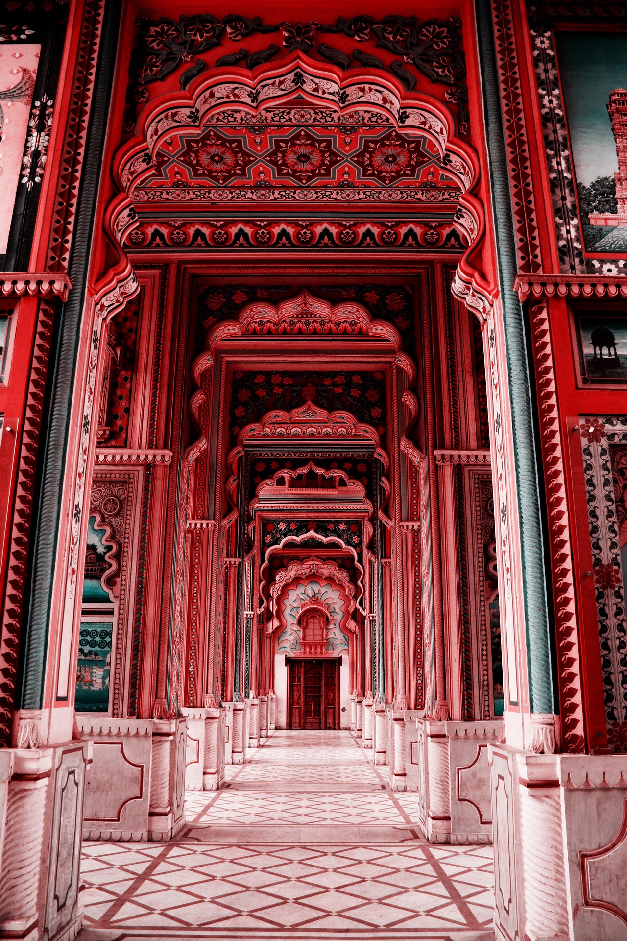Intricate wall designs inside City Palace Jaipur